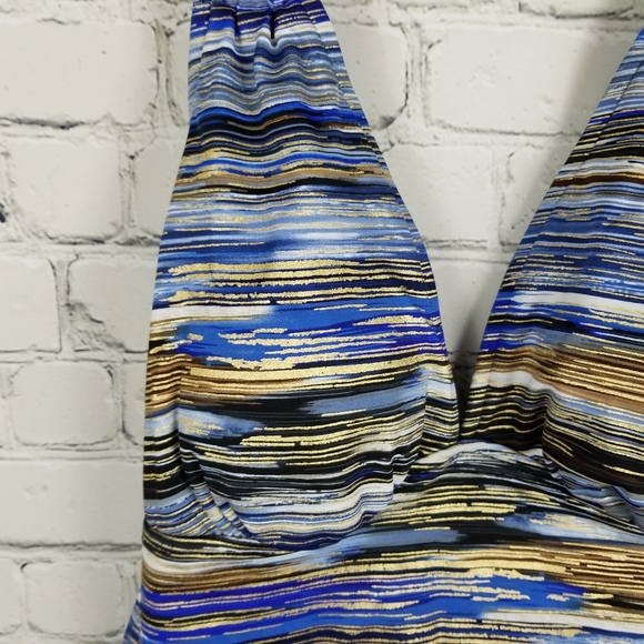 CUSTOM CURVES | metallic halter tankini swim top - Picture 2 of 7